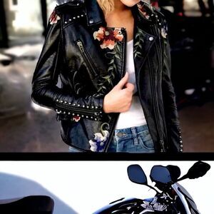 Black Leather Jacket  l Studded l XL l New